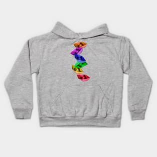 Little paper boats flow Kids Hoodie